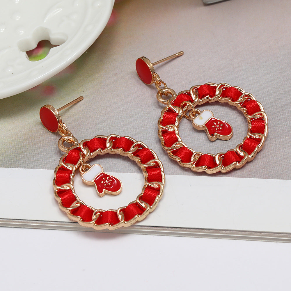 Wholesale Christmas Earrings Metal Oil Drop Ring Bell Christmas Tree Earrings ACC-ES-DingZhou003