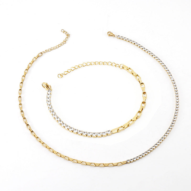 Wholesale  fashion titanium steel diamond bracelet necklace