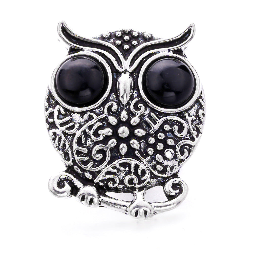 Wholesale Noosa Button Owl Button Bracelet Pendant 18mm Snap Charms Accessories