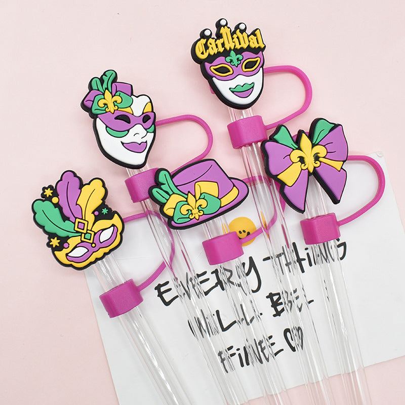 Wholesale Random 100pcs Carnival Series Straw Cover 10MM Straw Tube Cap