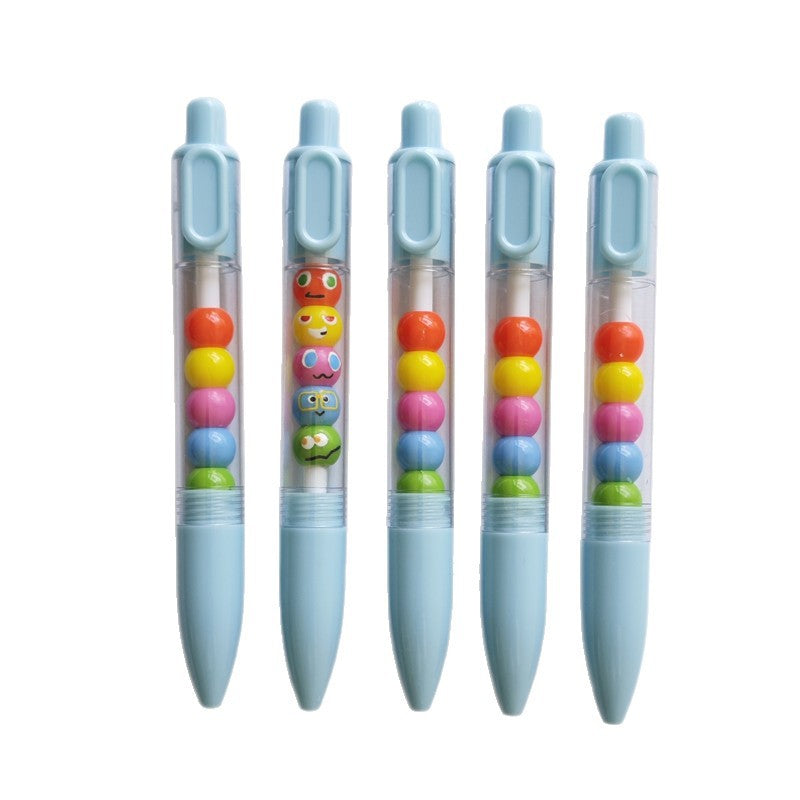 Wholesale Five Balls Cute Expression Beads Press Pen Creative String Pen