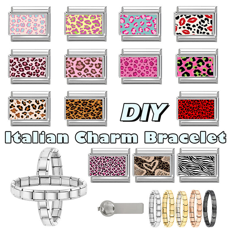 Wholesale Stainless Steel DIY Modular Bracelet Leopard Pattern Jewelry Accessory