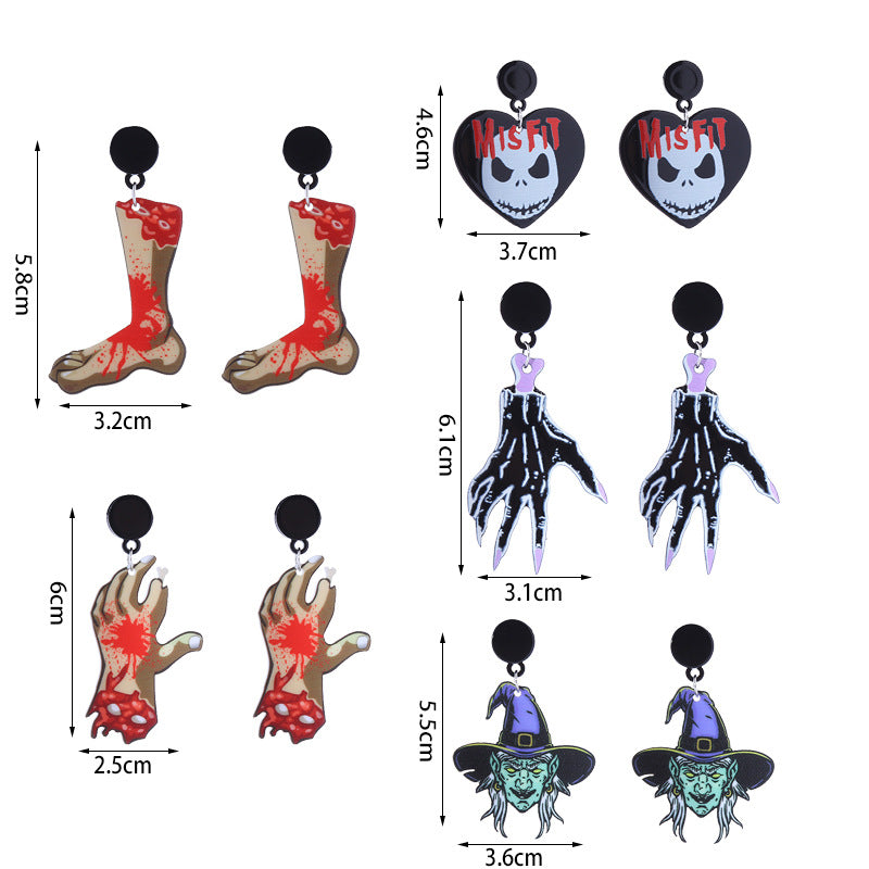 Wholesale  Series Personalized Horror Bloodstain Halloween Acrylic Earrings