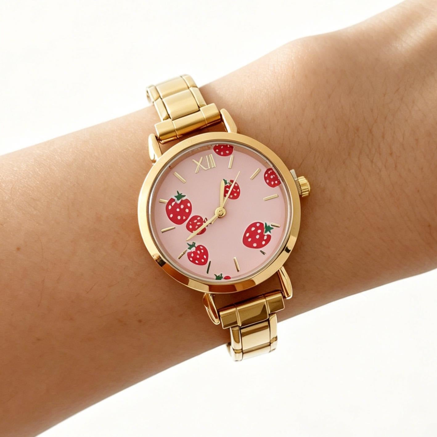 Wholesale Stylish Women' s Gold Stainless Steel Quartz Watch with DIY Strap,  Fashion Accessory