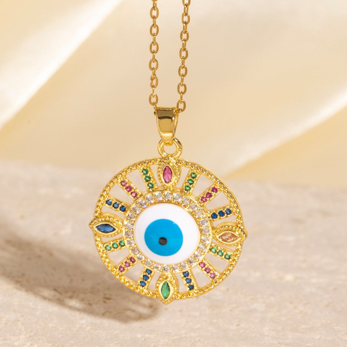 Wholesale Evil Eye Geometric Pendant Necklace,  Unisex Fashion Accessory,  Gift for Casual or Party Wear