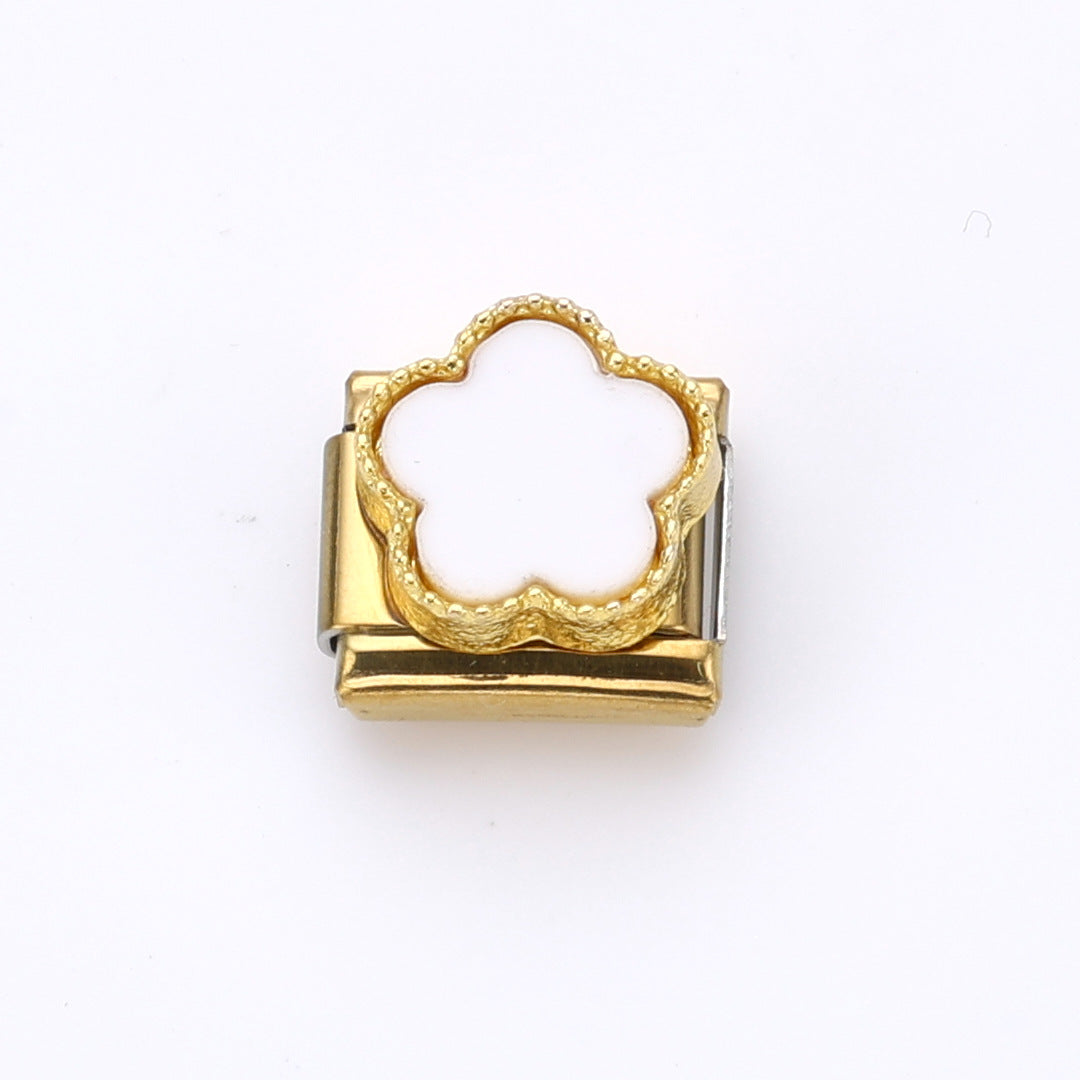 Wholesale 10pcs Italian Charm Bracelet 9mm DIY Splicing Flower Stainless Steel Composable Bracelet