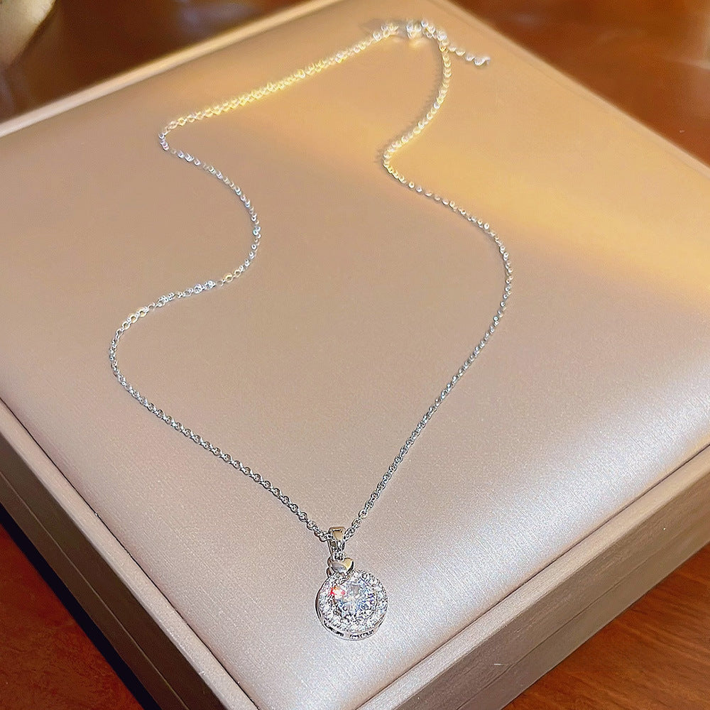 Wholesale Titanium steel crystal pendant light luxury  necklace