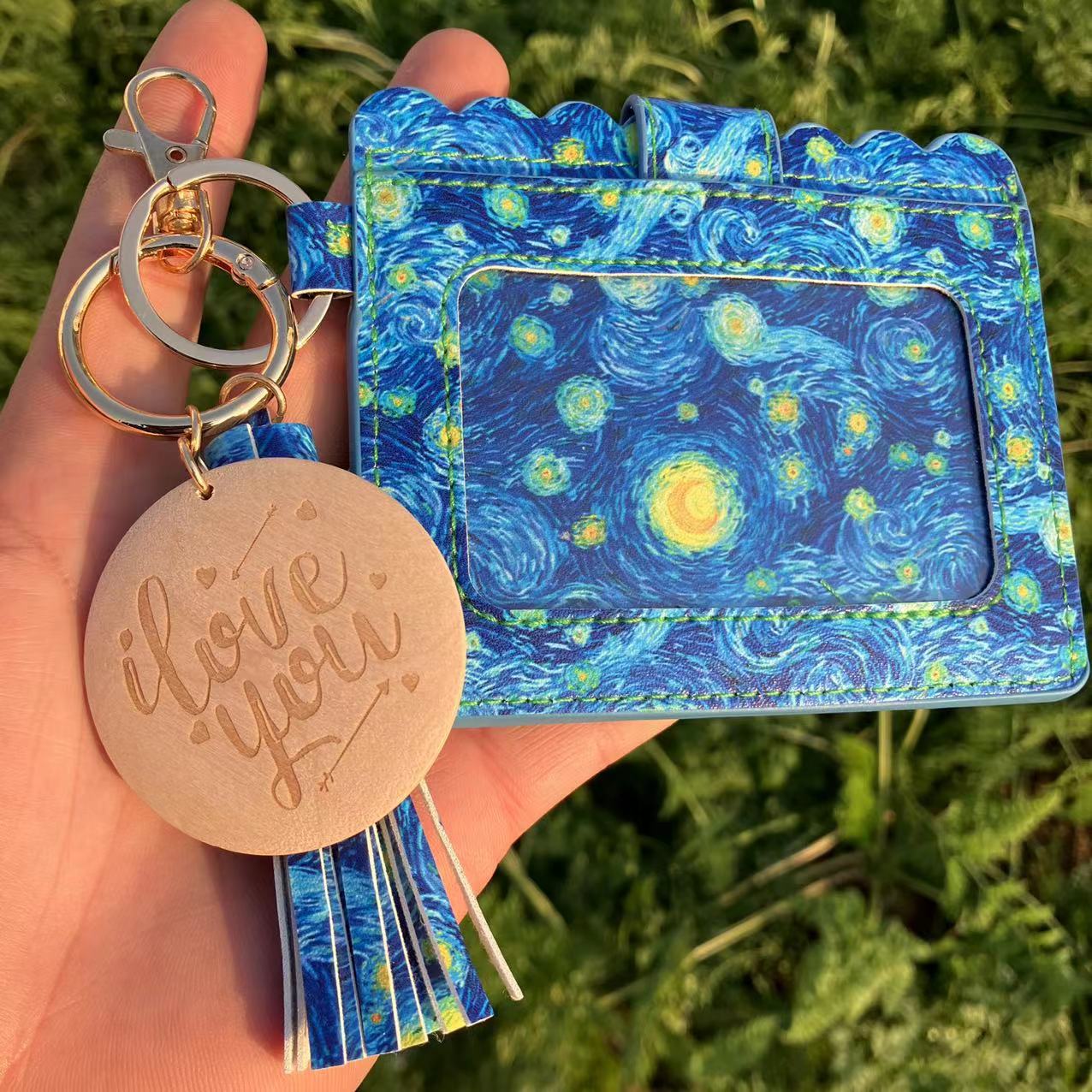 Wholesale Butterfly Leopard Cactus Tie Dye Card Holder Keychain Wristlet Keychain ACC-KC-QiuXue016