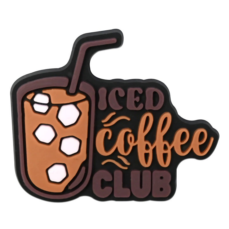 Wholesale Random 100pcs  coffee series   PVC Soft Rubber Shoe Buckle Decoration