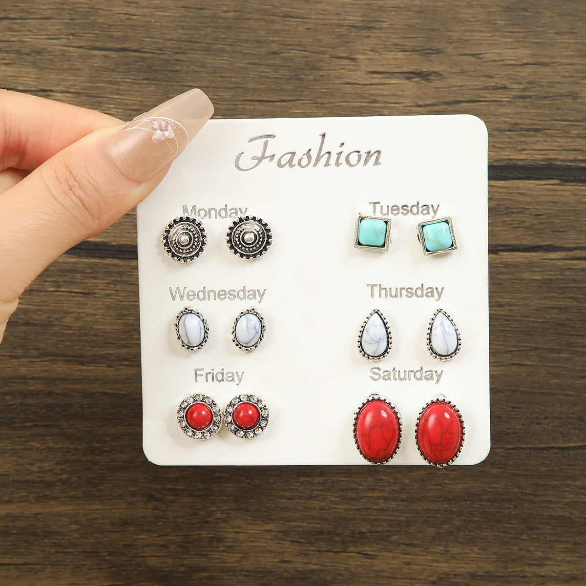 Wholesale geometric alloy multi-piece set earrings
