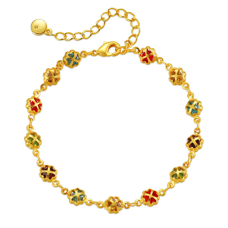 Wholesale Bohemian flower  colorful glass Diamond ethnic style bracelet