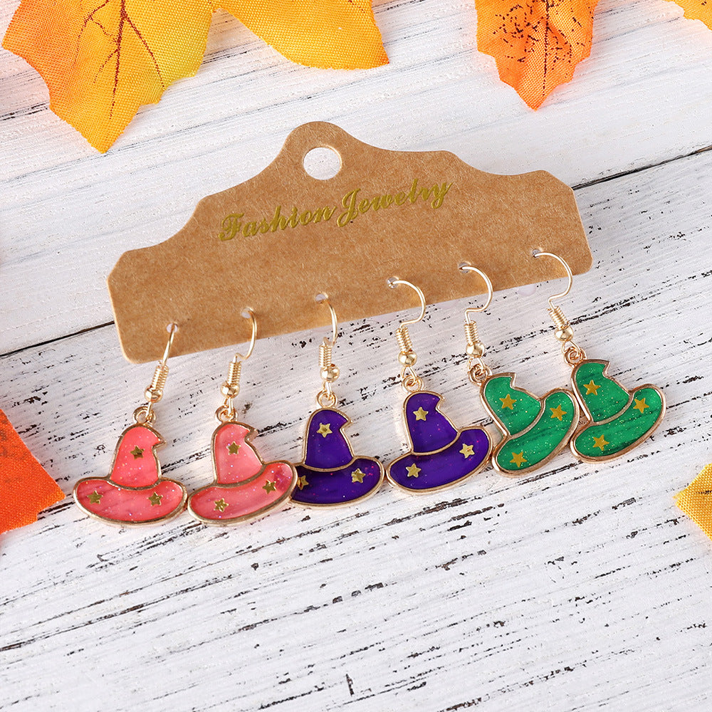 Wholesale Halloween Pumpkin Hat Star Earrings Set