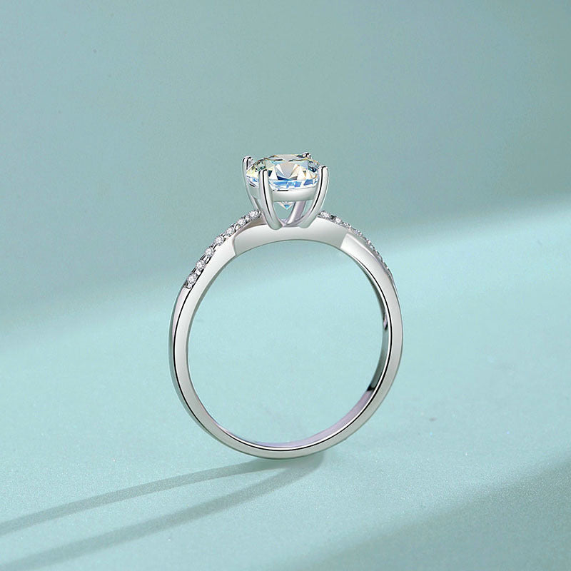 Wholesale 1 carat D color moissanite S925 sterling silver six claw ring