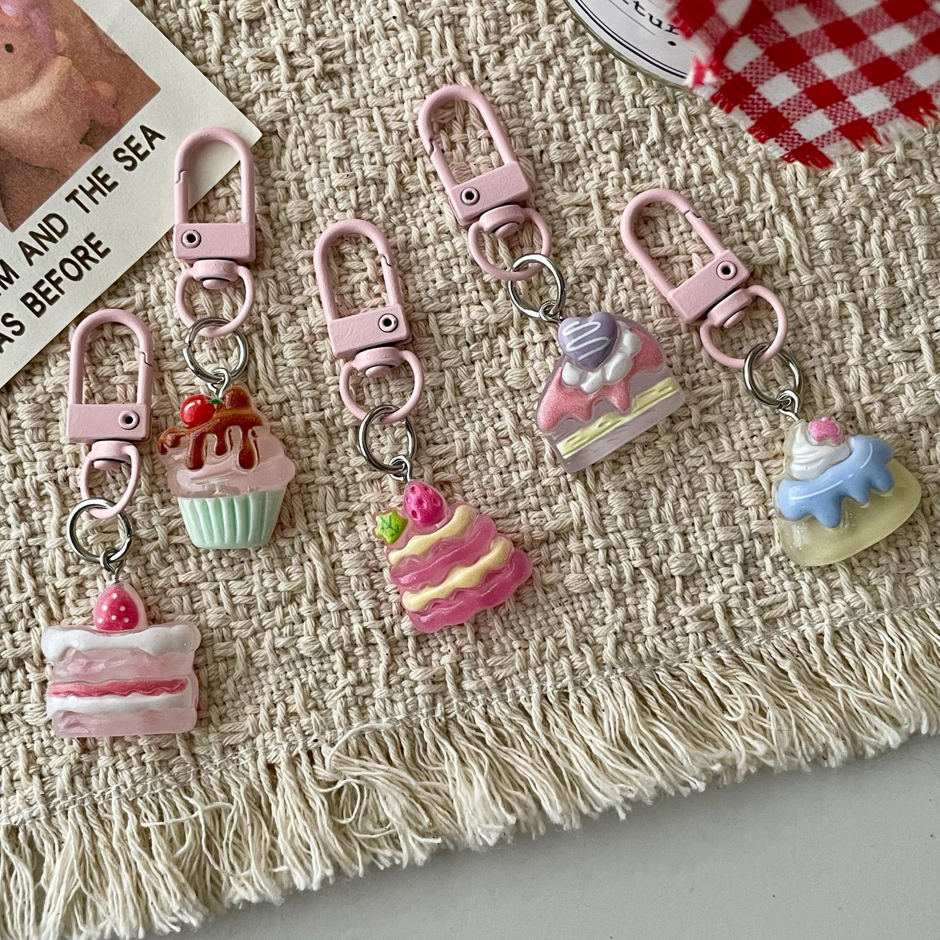 Wholesale Transparent Cake Dessert Keychain Resin Bag Charm for Fashion Boutique Resale