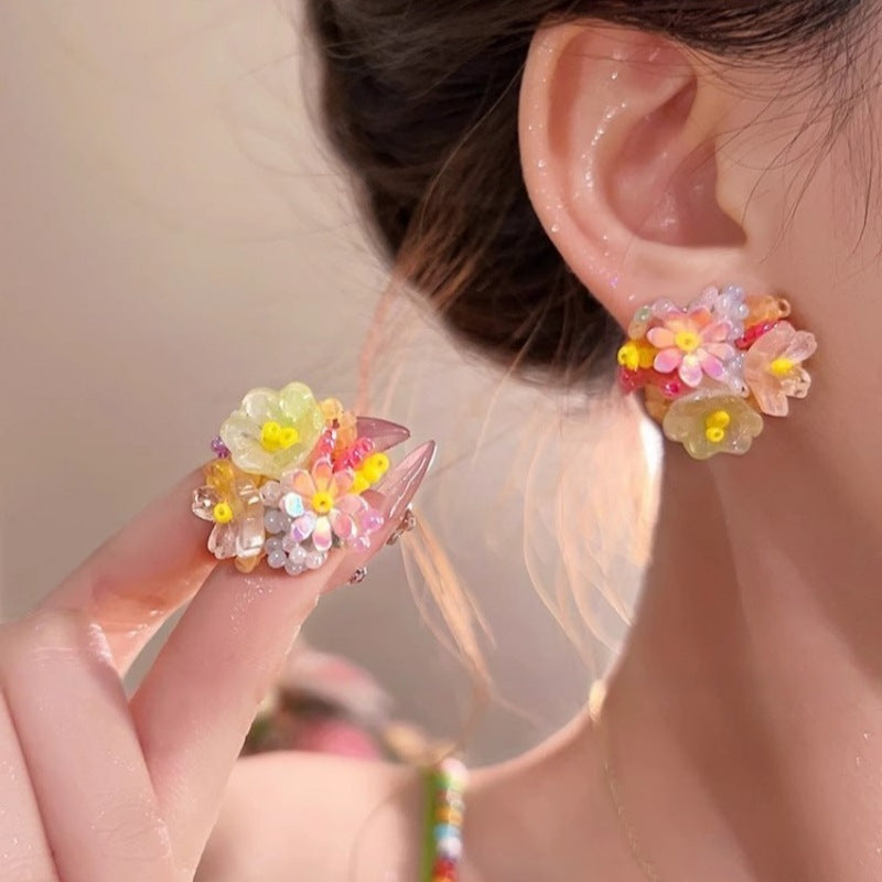 Wholesale  colorful flower beaded earrings