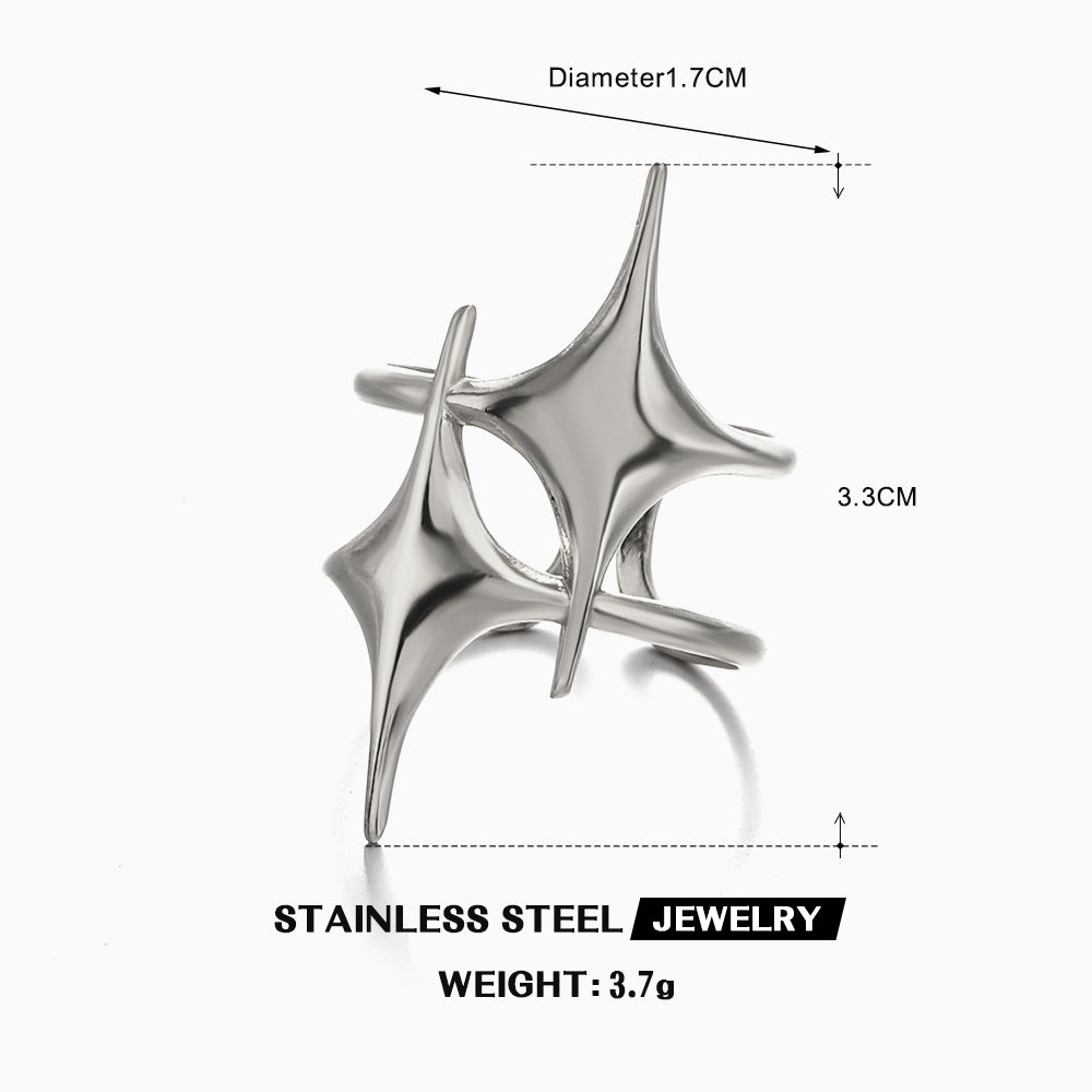Wholesale Stainless Steel Gold Plated Star Design Ring Fashion Accessory for Women