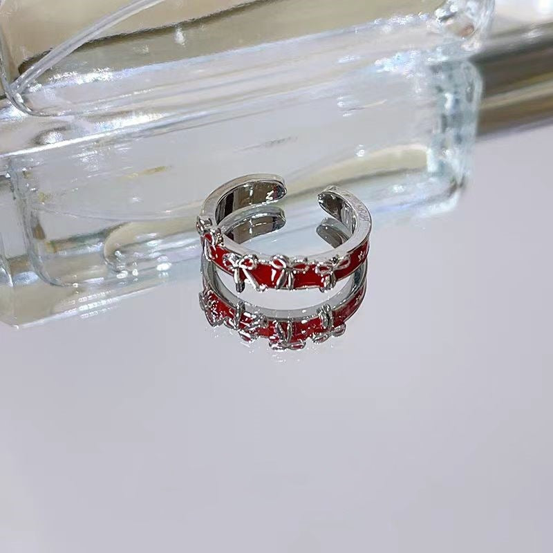 Wholesale Red  Cute Bow Love  Alloy Ring