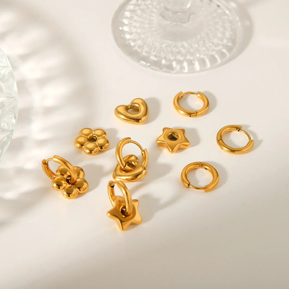 Wholesale Versatile Stainless Steel Earrings Heart Flower Pendant Earrings