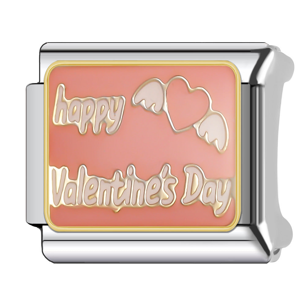 Wholesale Italian Charm Bracelet 9mm DIY Splicing English Series Stainless Steel Composable Bracelet