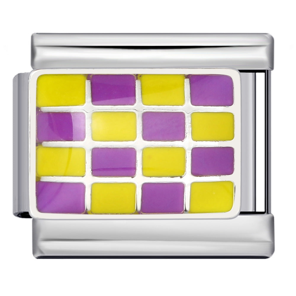 Wholesale Italian Charm Bracelet 9mm DIY colorful checkerboard Creative Stainless Steel Composable Bracelet