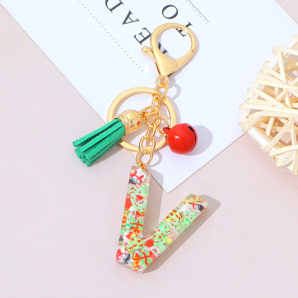 Wholesale Resin English Letter Keychain with Tassel Festive Holiday Party Bag Charm