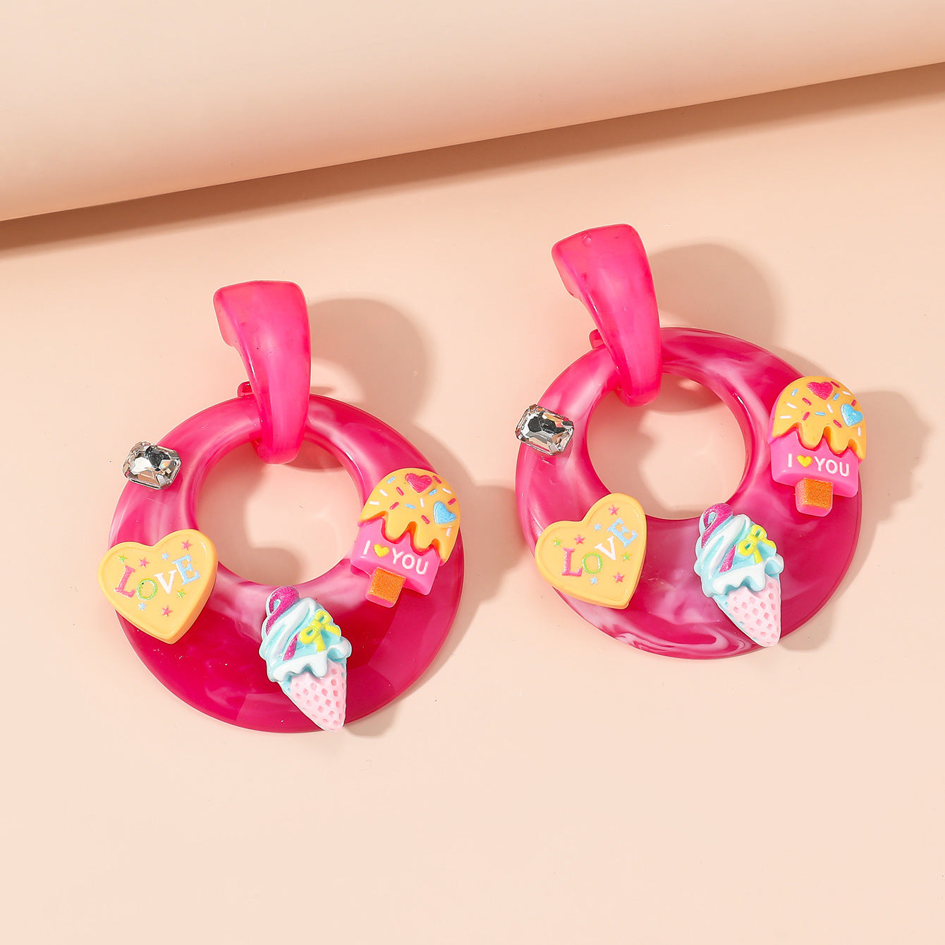 Wholesale Acrylic Hoop Sweet Earrings Cute Earrings ACC-ES-JunJie005