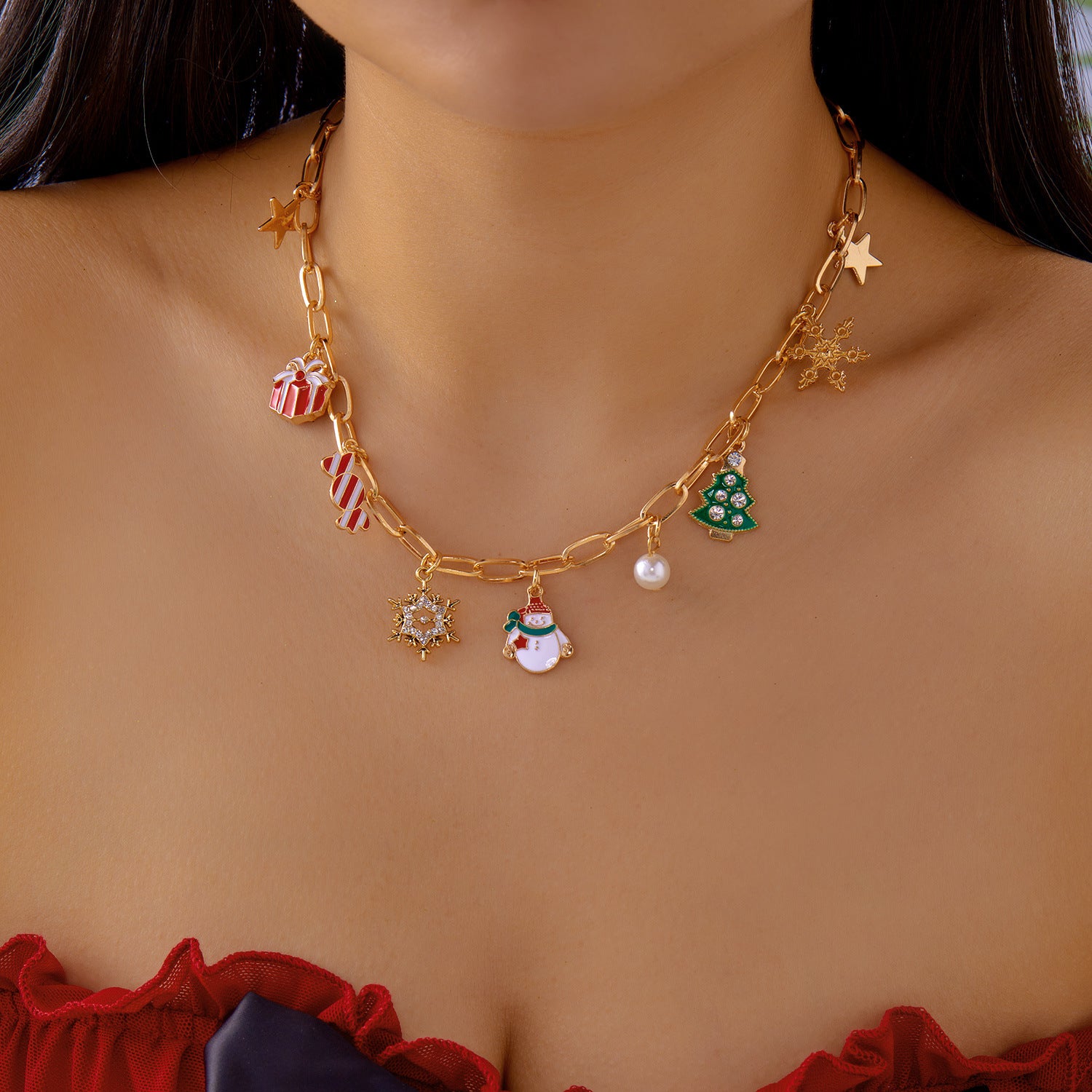 Wholesale Christmas Gingerbread Man Snowflake Multi-Accessory Candy Earrings Bracelet Necklace Set