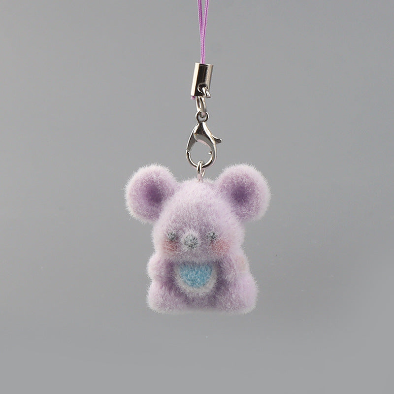 Wholesale Resin Flocking Cute Three-Dimensional  Keychain