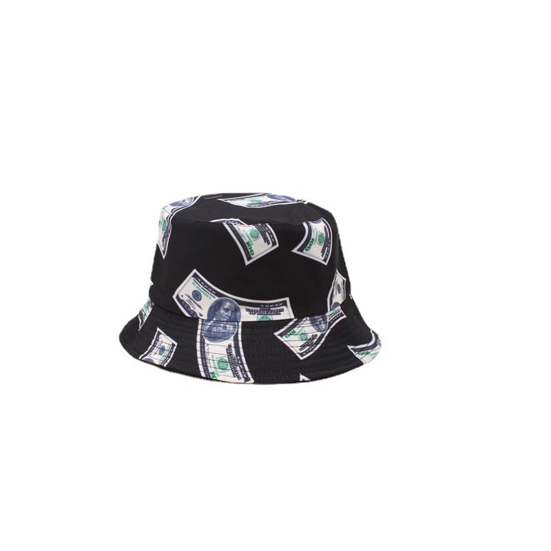 Wholesale Dollar graffiti fisherman hat double-sided foldable basin hat