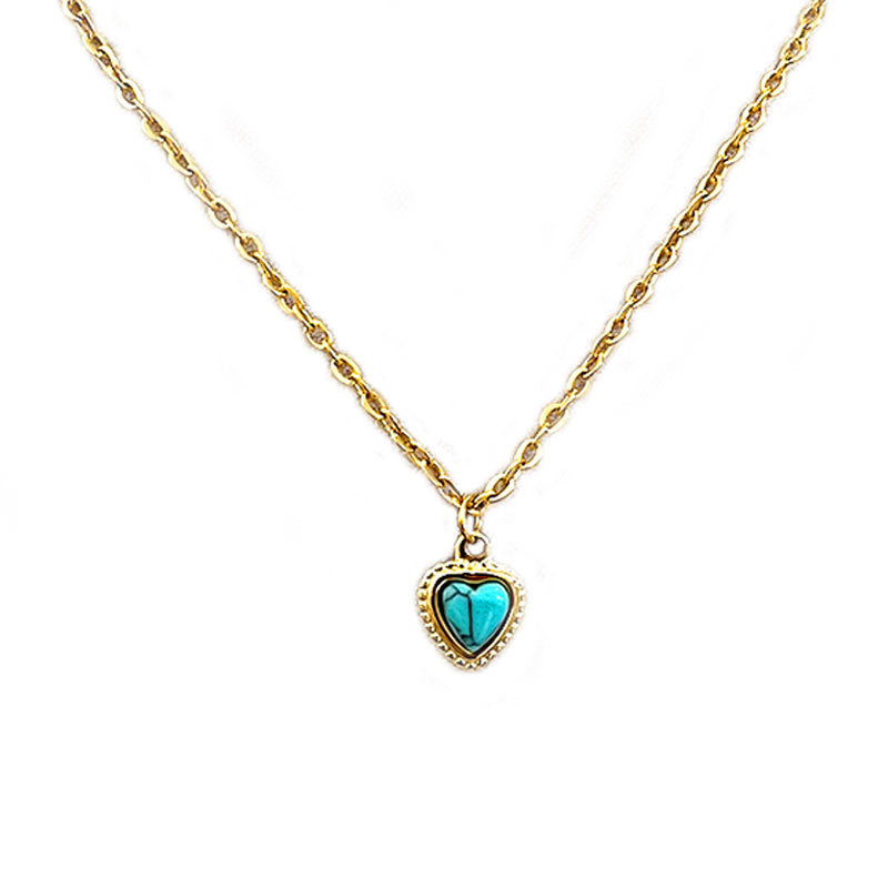 Wholesale retro blue turquoise love pendant necklace