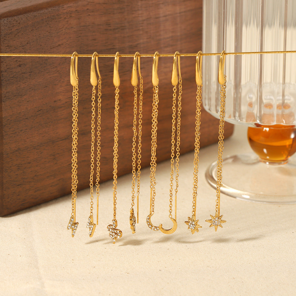 Wholesale Popular Style Palace Tassel Earrings 18K Gold Stainless Steel High-End Earrings