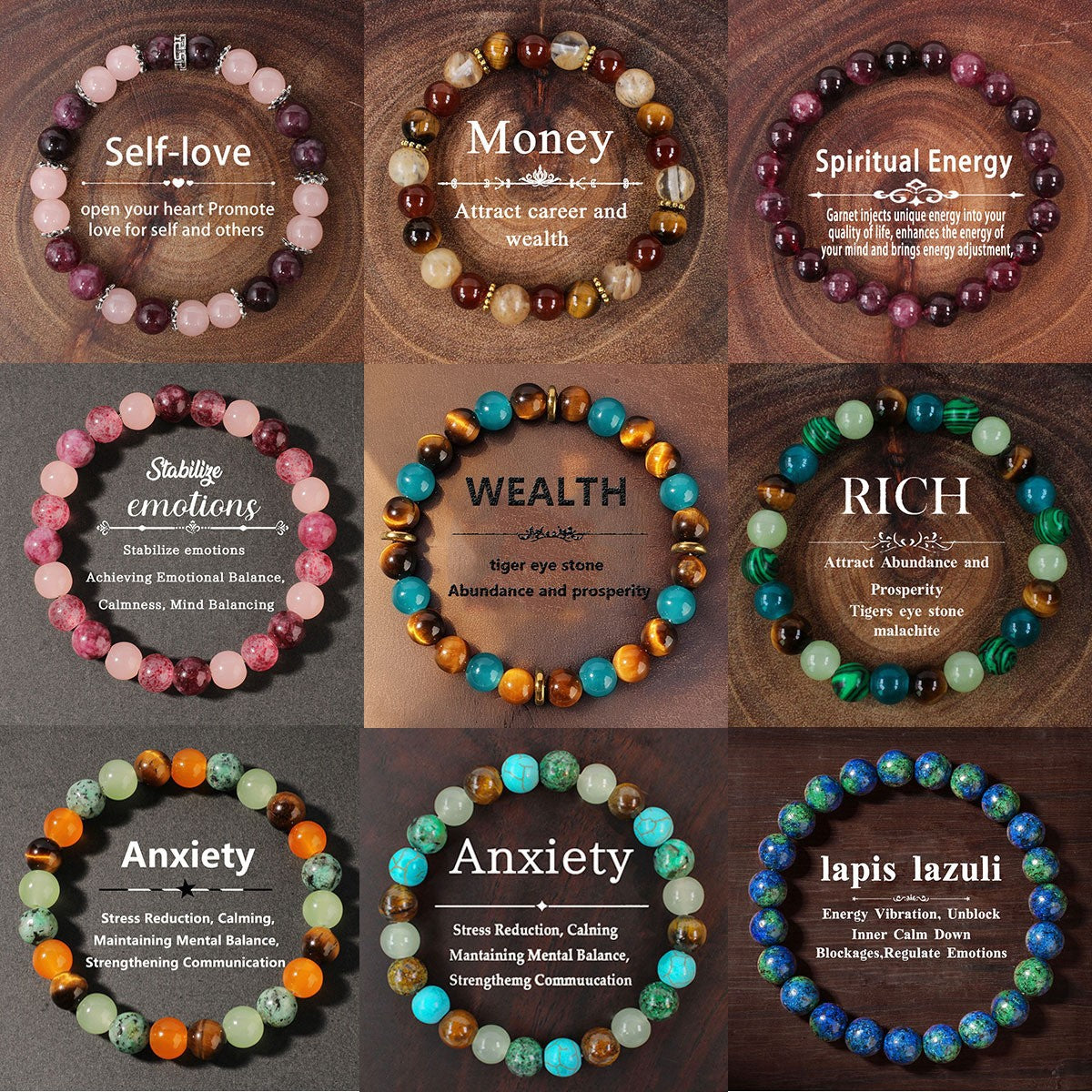 Wholesale 2PCS Colorful natural stone bracelet