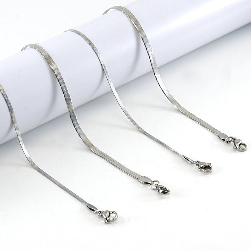 Wholesale  Blade Chain Necklace Stainless Steel Square Pearl Chain
