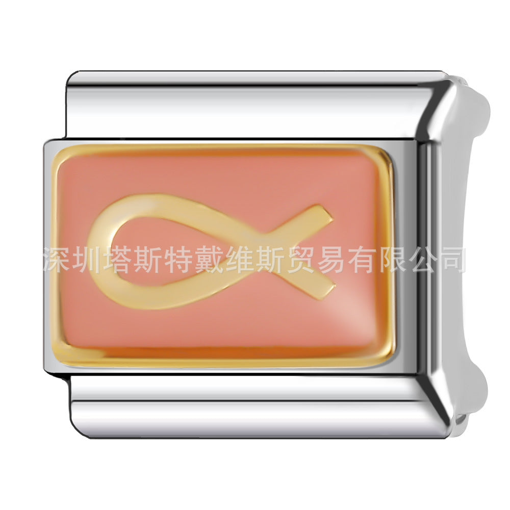 Wholesale  Italian Charm Bracelet 9mm DIY Rose Gold Series Creative Stainless Steel Composable Bracelet