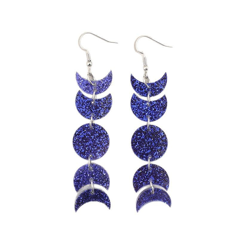 Wholesale Creative Crescent Circle Sequin Acrylic Long Earrings