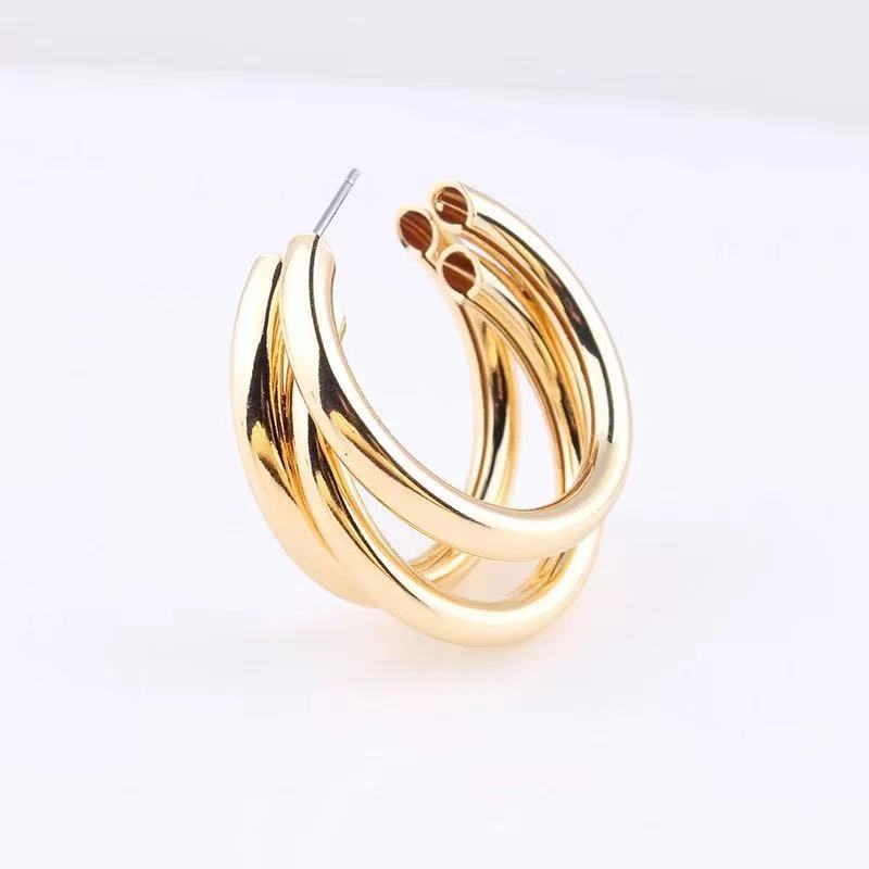 Wholesale  Stainless Steel Simple Multi-layer C- ring Earrings