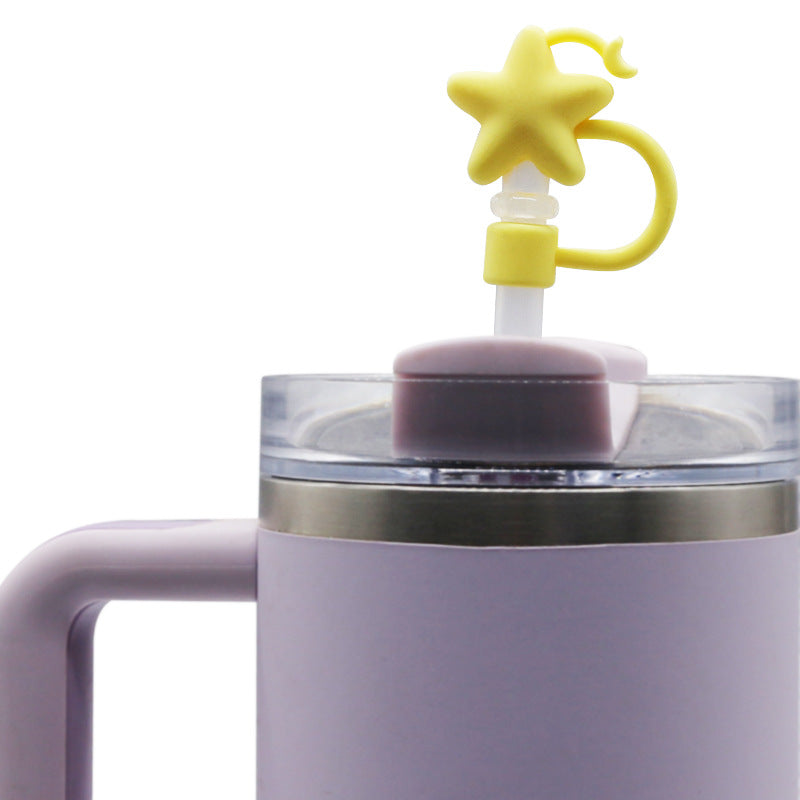 Wholesale Cute Star And Moon PVC Straw Cover Caps 8Mm Detachable Reusable Sleeve For Tumblers Party Favor