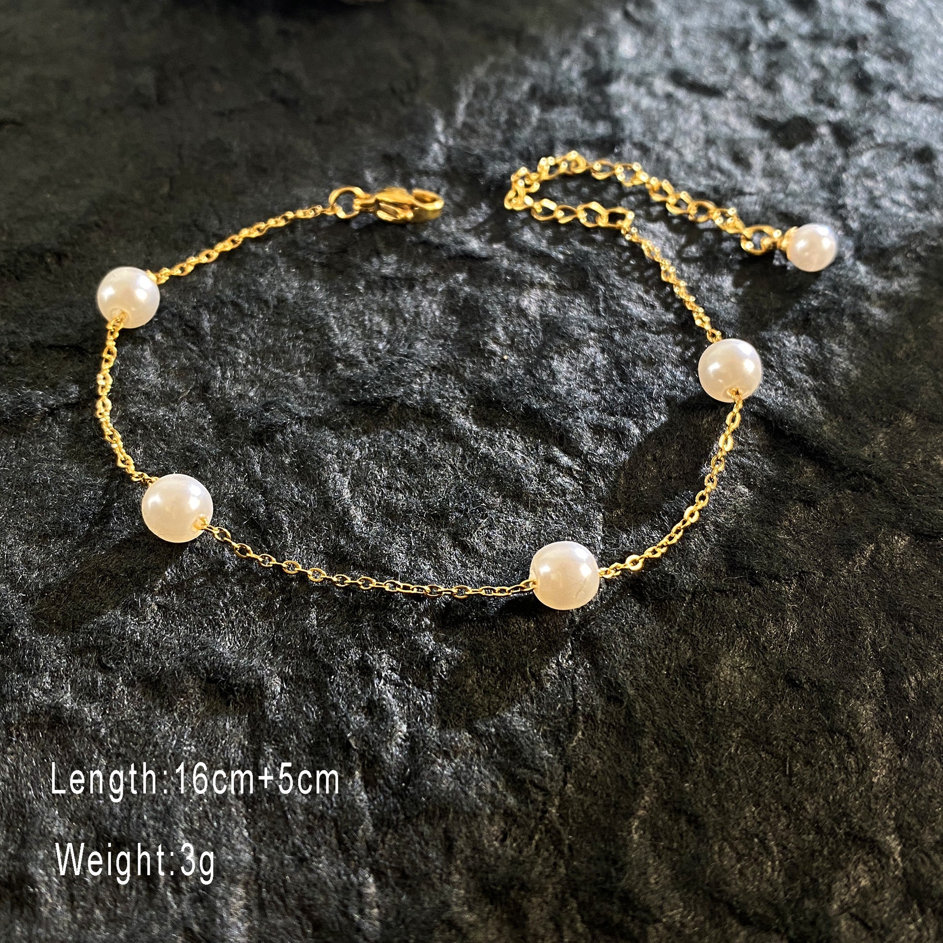 Wholesale Titanium Steel Gold Plated Laser Four Leaf Clover Pearl Bracelet ACC-BT-YuXun005