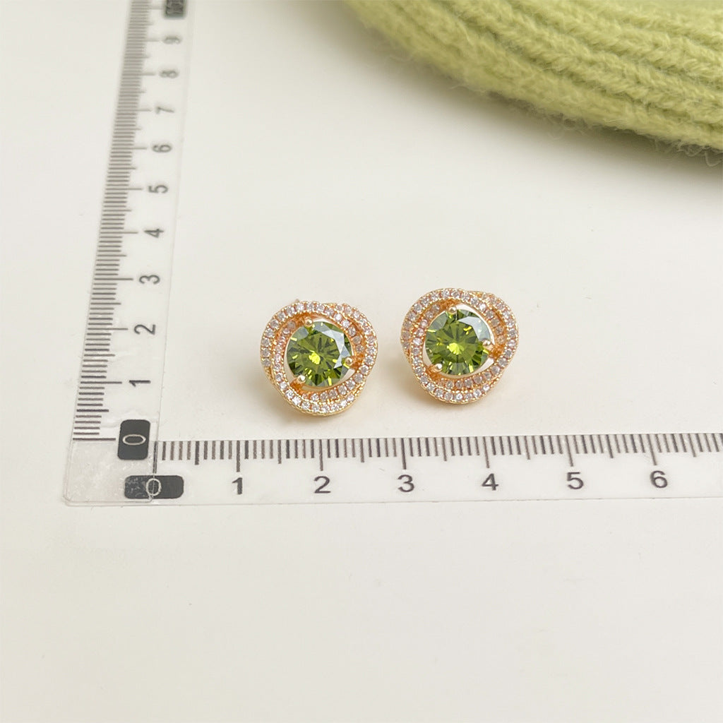 Wholesale Retro Green Oil Drop Flower Earrings