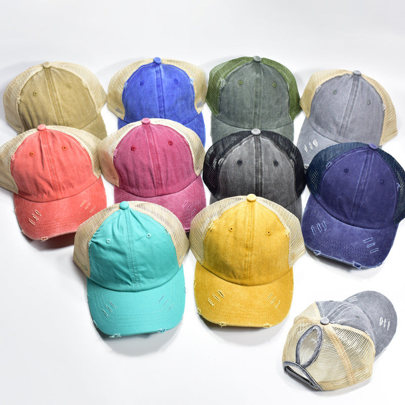 Wholesale Mesh Hat Cotton Ripped Ponytail Baseball Cap ACC-HT-XinMao001