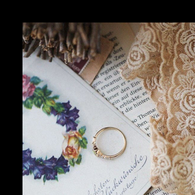 Wholesale Peridot Light Luxury Gold Plated Open Ring