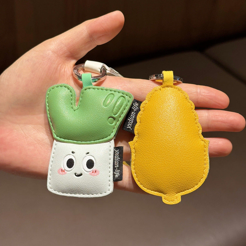 Wholesale Trendy Cartoon Mushroom And Corn Leather Keychain Pendant Cute Car Key Accessory Creative Couple Gift Boutique Resale Decor