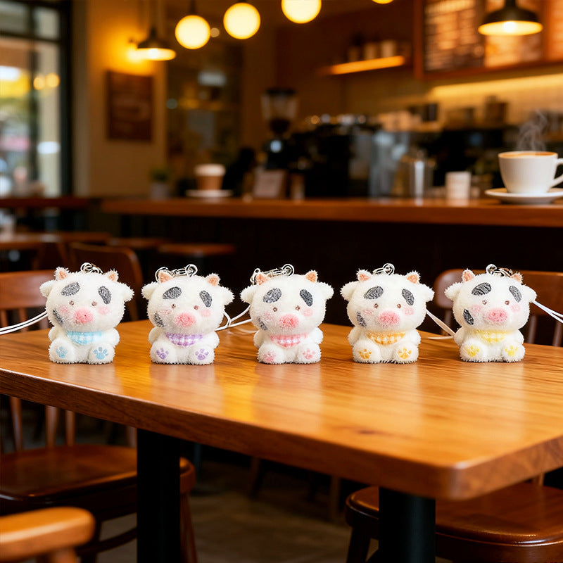 Wholesale Able flocked cow keychain