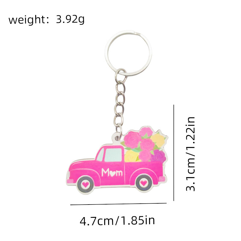 Wholesale Leopard Rainbow MAMA Mother's Day Wooden Keychain Leopard Print ACC-KC-TuoYi010