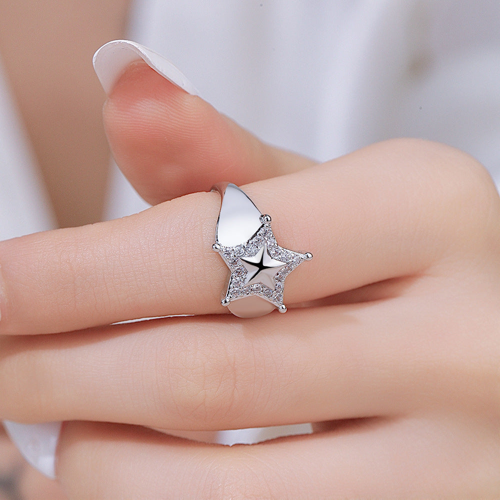 Wholesale Silver Plated Copper Zircon Adjustable Ring Geometric Minimalist Fashion Jewelry For Women