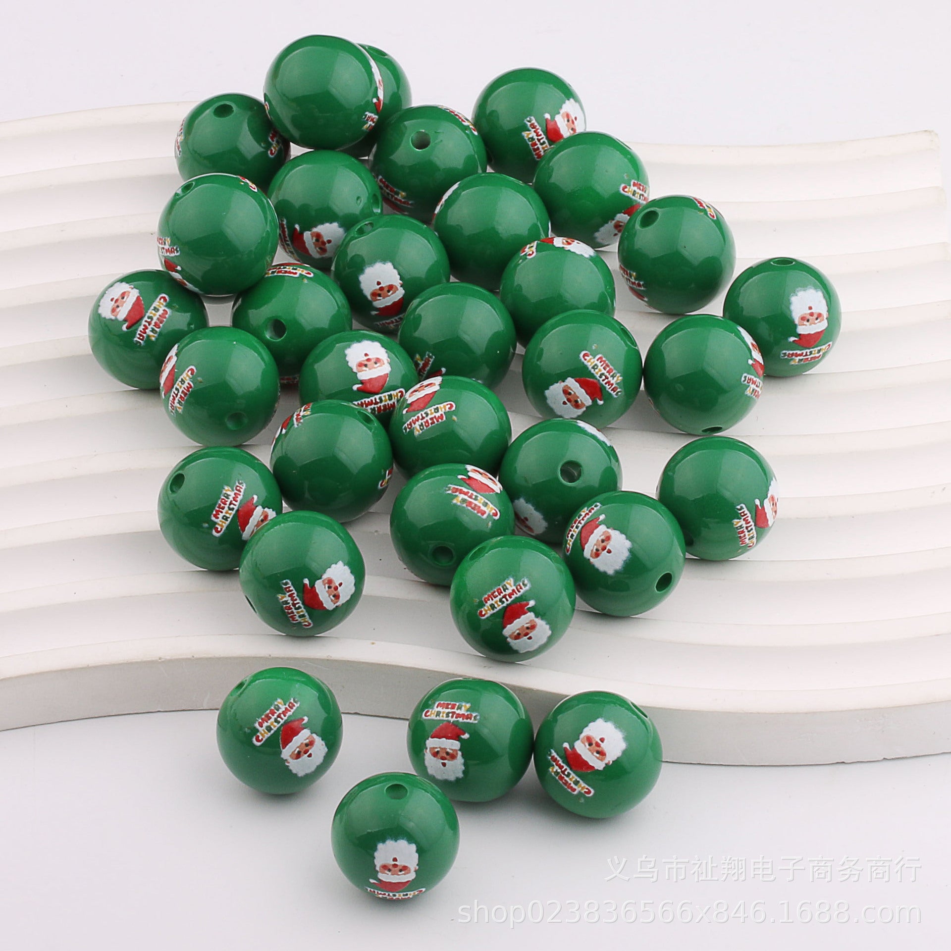 Wholesale 20pcs 16mm Christmas Color Printed Acrylic Round Beads DIY Bead Accessories ACC-BDS-ZhiXiang003