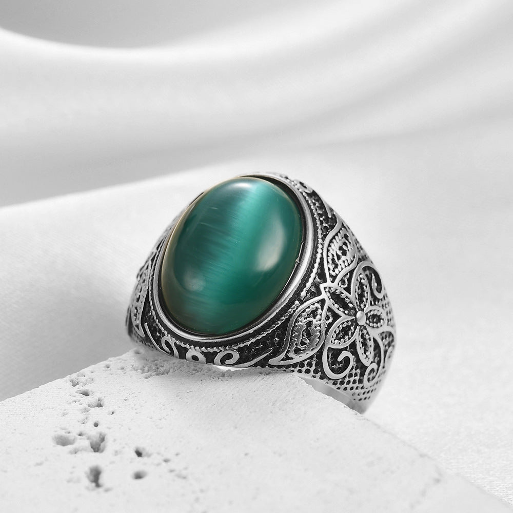 Wholesale Vintage Cat's Eye Titanium Steel Rings ACC-RS-ZhongZhe004