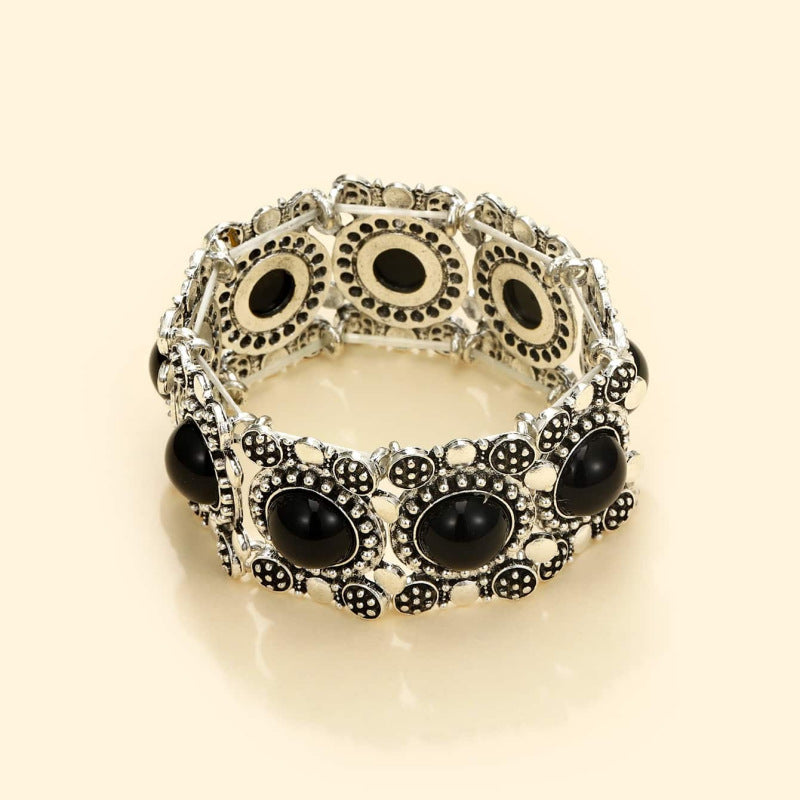 Wholesale Ethnic Style Retro Alloy Turquoise Elastic Bracelet Bohemian Bracelet ACC-BT-JunJie004