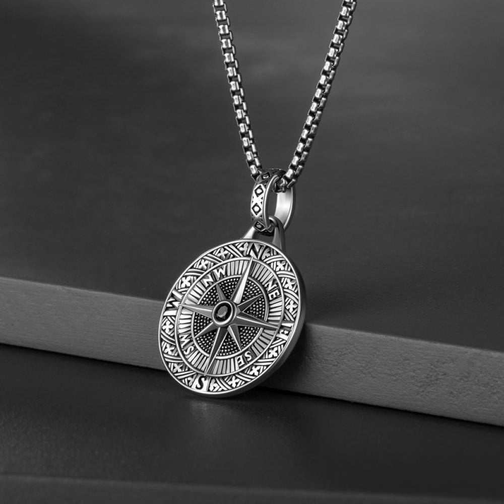 Wholesale Vintage Compass Pointer Pendant Men Hip Hop Long Sweater Chain Long Necklace ACC-NE-Puhai003