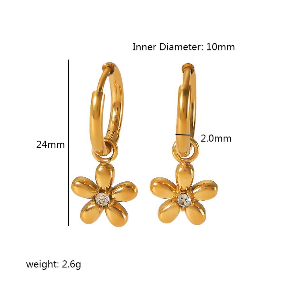 Wholesale Vintage 18K Gold Stainless Steel Inlaid Zircon Square Drop Earrings ACC-ES-LiQuan009